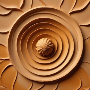 Carved stone relief: concentric ripple circles spreading out from a single small lotus